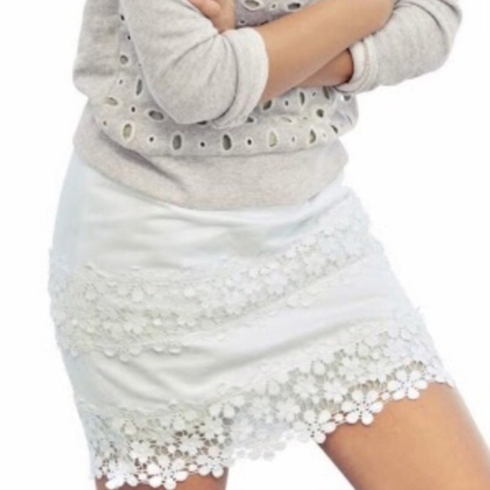 J Crew Daisy Lace White Mini Skirt.